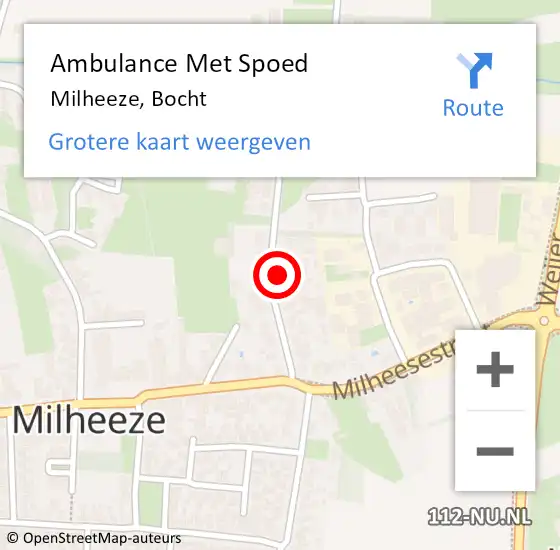 Locatie op kaart van de 112 melding: Ambulance Met Spoed Naar Milheeze, Bocht op 1 september 2016 01:10