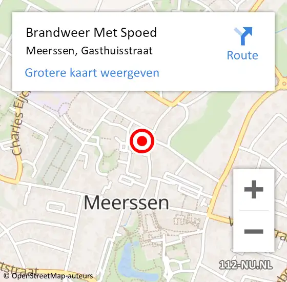 Locatie op kaart van de 112 melding: Brandweer Met Spoed Naar Meerssen, Gasthuisstraat op 1 september 2016 01:34