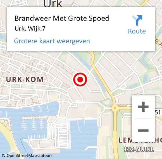 Locatie op kaart van de 112 melding: Brandweer Met Grote Spoed Naar Urk, Wijk 7 op 1 september 2016 02:27