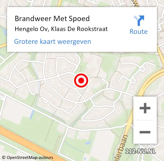 Locatie op kaart van de 112 melding: Brandweer Met Spoed Naar Hengelo Ov, Klaas De Rookstraat op 1 september 2016 04:49