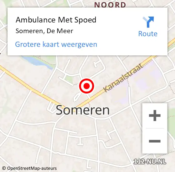 Locatie op kaart van de 112 melding: Ambulance Met Spoed Naar Someren, De Meer op 1 september 2016 06:09