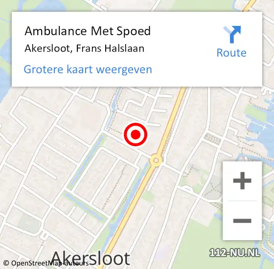 Locatie op kaart van de 112 melding: Ambulance Met Spoed Naar Akersloot, Frans Halslaan op 1 september 2016 08:20