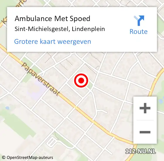 Locatie op kaart van de 112 melding: Ambulance Met Spoed Naar Sint-Michielsgestel, Lindenplein op 1 september 2016 08:39