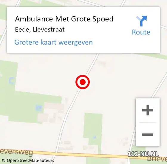 Locatie op kaart van de 112 melding: Ambulance Met Grote Spoed Naar Eede, Lievestraat op 1 september 2016 08:58