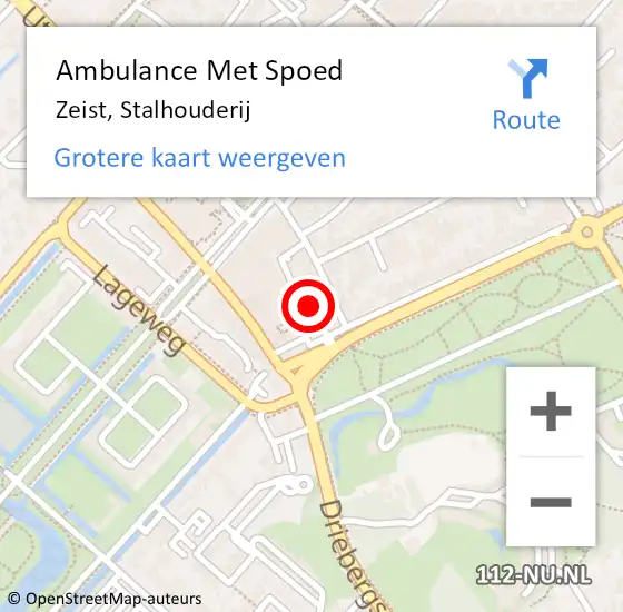 Locatie op kaart van de 112 melding: Ambulance Met Spoed Naar Zeist, Stalhouderij op 1 september 2016 09:20