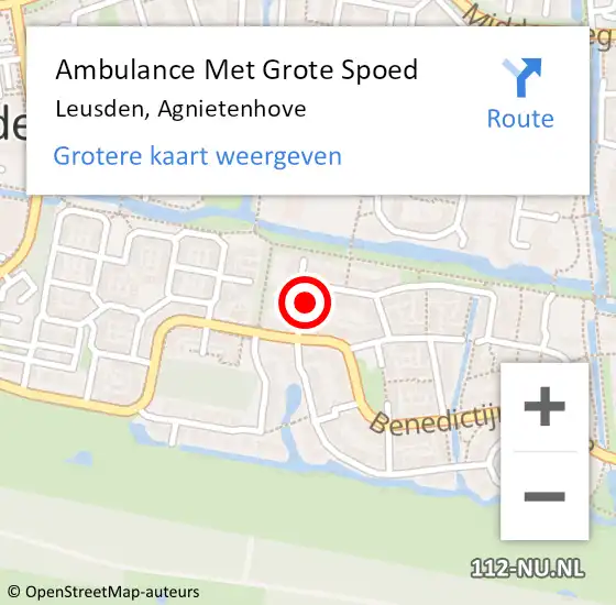 Locatie op kaart van de 112 melding: Ambulance Met Grote Spoed Naar Leusden, Agnietenhove op 25 december 2013 19:05