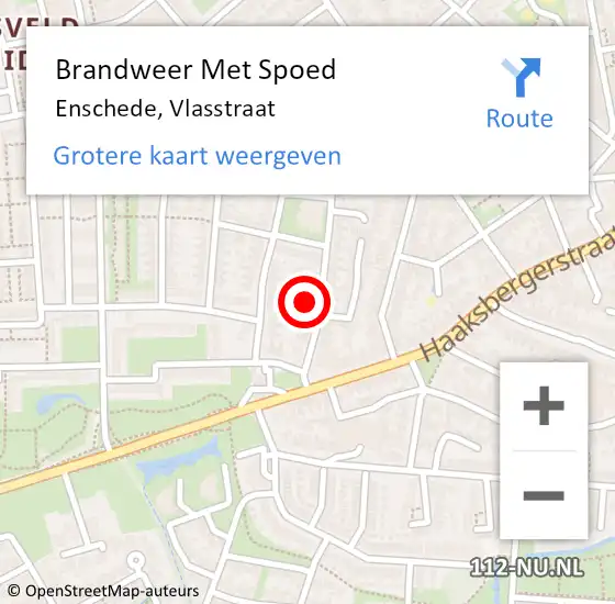 Locatie op kaart van de 112 melding: Brandweer Met Spoed Naar Enschede, Vlasstraat op 1 september 2016 09:58