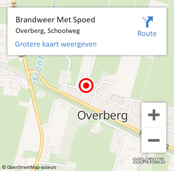 Locatie op kaart van de 112 melding: Brandweer Met Spoed Naar Overberg, Schoolweg op 1 september 2016 10:28