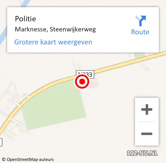 Locatie op kaart van de 112 melding: Politie Marknesse, Steenwijkerweg op 1 september 2016 11:44