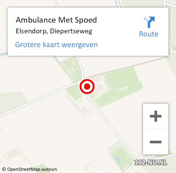 Locatie op kaart van de 112 melding: Ambulance Met Spoed Naar Elsendorp, Diepertseweg op 1 september 2016 13:45