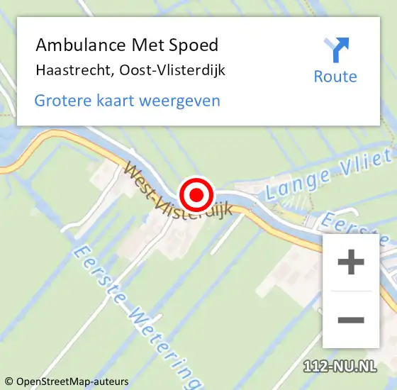 Locatie op kaart van de 112 melding: Ambulance Met Spoed Naar Haastrecht, Oost-Vlisterdijk op 1 september 2016 13:52