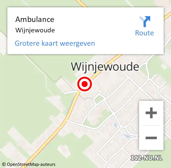 Locatie op kaart van de 112 melding: Ambulance Wijnjewoude op 1 september 2016 14:20