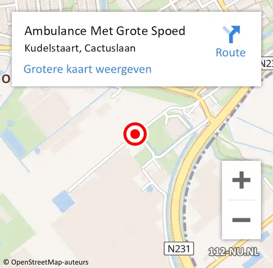 Locatie op kaart van de 112 melding: Ambulance Met Grote Spoed Naar Kudelstaart, Cactuslaan op 1 september 2016 14:27