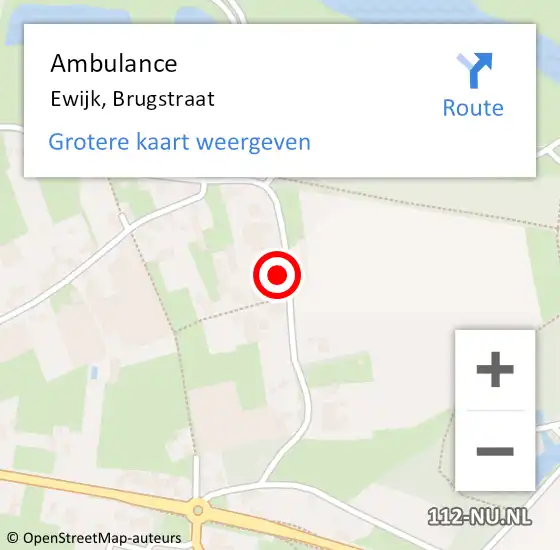 Locatie op kaart van de 112 melding: Ambulance Ewijk, Brugstraat op 1 september 2016 14:31