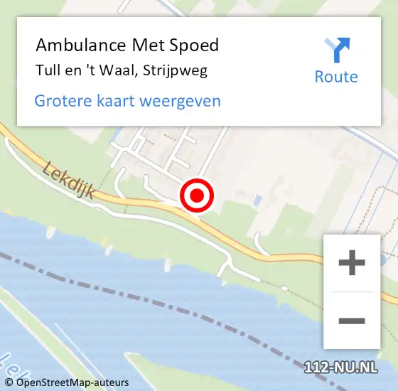 Locatie op kaart van de 112 melding: Ambulance Met Spoed Naar Tull en 't Waal, Strijpweg op 1 september 2016 15:07