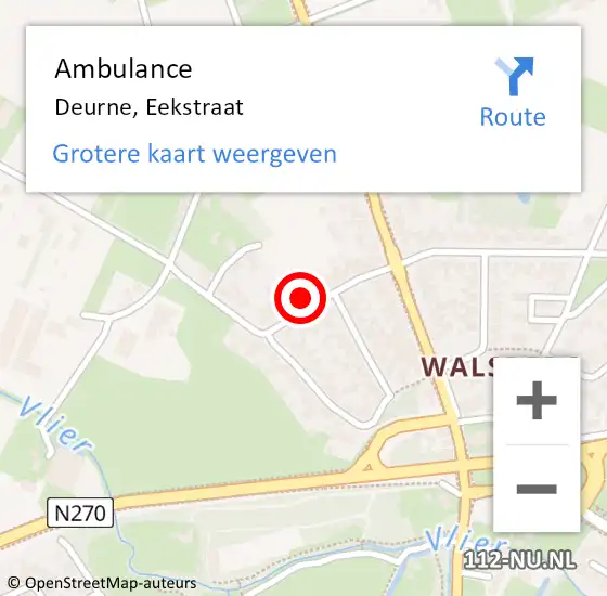 Locatie op kaart van de 112 melding: Ambulance Deurne, Eekstraat op 1 september 2016 15:26