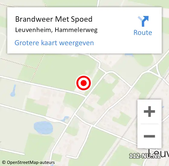 Locatie op kaart van de 112 melding: Brandweer Met Spoed Naar Leuvenheim, Hammelerweg op 1 september 2016 16:33