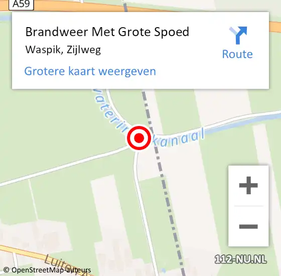 Locatie op kaart van de 112 melding: Brandweer Met Grote Spoed Naar Waspik, Zijlweg op 1 september 2016 17:03