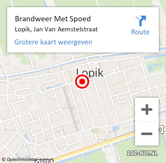 Locatie op kaart van de 112 melding: Brandweer Met Spoed Naar Lopik, Jan Van Aemstelstraat op 1 september 2016 17:12