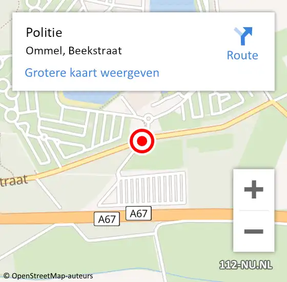 Locatie op kaart van de 112 melding: Politie Ommel, Beekstraat op 1 september 2016 17:28