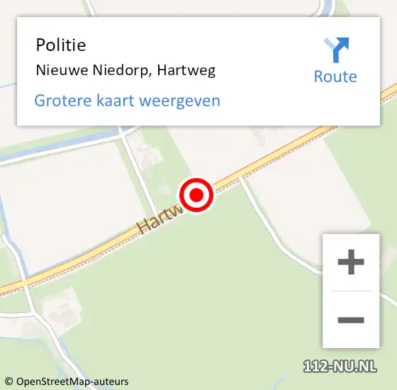 Locatie op kaart van de 112 melding: Politie Nieuwe Niedorp, Hartweg op 1 september 2016 18:23