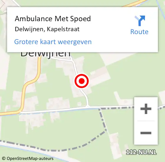 Locatie op kaart van de 112 melding: Ambulance Met Spoed Naar Delwijnen, Kapelstraat op 1 september 2016 19:34