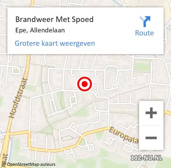 Locatie op kaart van de 112 melding: Brandweer Met Spoed Naar Epe, Allendelaan op 1 september 2016 20:07