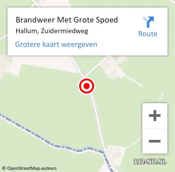 Locatie op kaart van de 112 melding: Brandweer Met Grote Spoed Naar Hallum, Zuidermiedweg op 1 september 2016 20:12