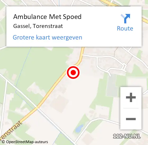 Locatie op kaart van de 112 melding: Ambulance Met Spoed Naar Gassel, Torenstraat op 1 september 2016 20:47