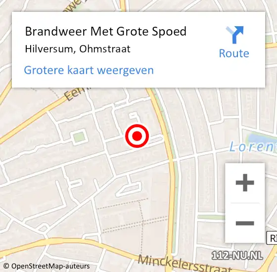 Locatie op kaart van de 112 melding: Brandweer Met Grote Spoed Naar Hilversum, Ohmstraat op 25 december 2013 20:33