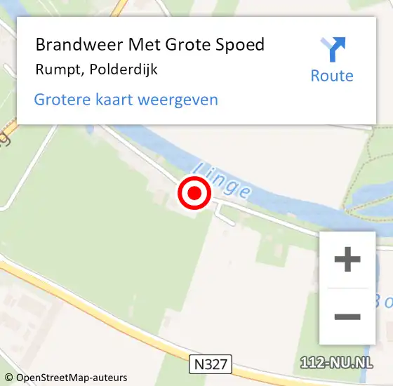 Locatie op kaart van de 112 melding: Brandweer Met Grote Spoed Naar Rumpt, Polderdijk op 1 september 2016 22:22