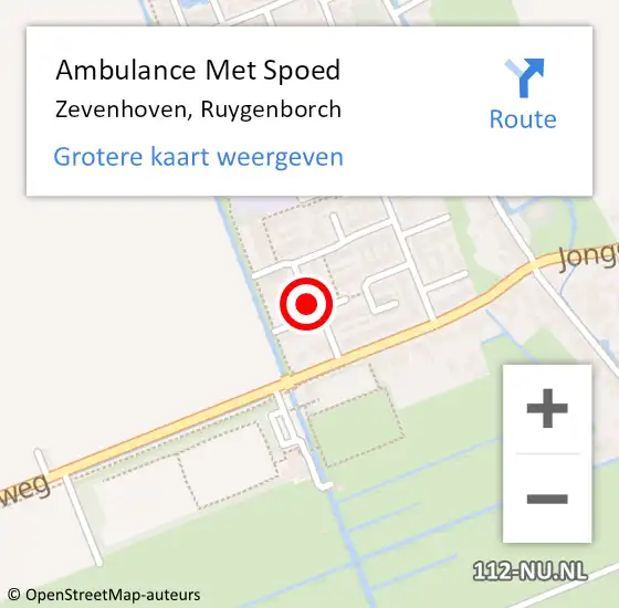 Locatie op kaart van de 112 melding: Ambulance Met Spoed Naar Zevenhoven, Ruygenborch op 2 september 2016 00:09