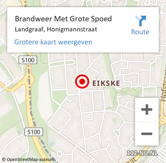 Locatie op kaart van de 112 melding: Brandweer Met Grote Spoed Naar Landgraaf, Honigmannstraat op 2 september 2016 00:12