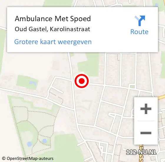 Locatie op kaart van de 112 melding: Ambulance Met Spoed Naar Oud Gastel, Karolinastraat op 2 september 2016 01:37