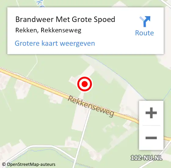 Locatie op kaart van de 112 melding: Brandweer Met Grote Spoed Naar Rekken, Rekkenseweg op 2 september 2016 03:13