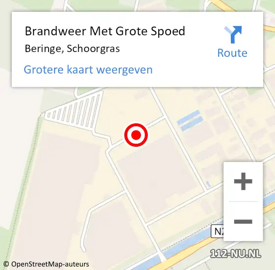 Locatie op kaart van de 112 melding: Brandweer Met Grote Spoed Naar Beringe, Schoorgras op 2 september 2016 03:21