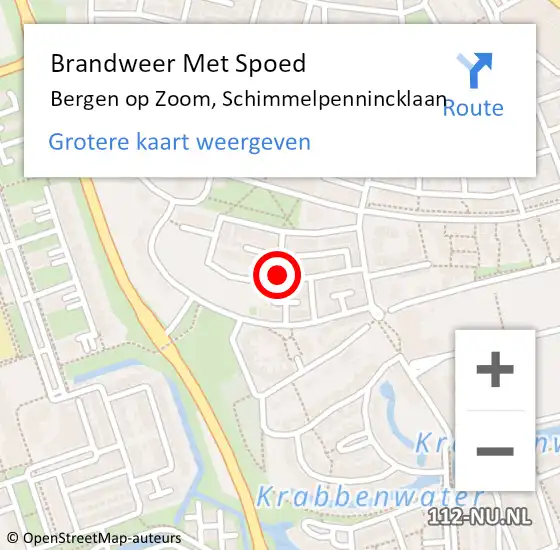 Locatie op kaart van de 112 melding: Brandweer Met Spoed Naar Bergen op Zoom, Schimmelpennincklaan op 2 september 2016 05:42