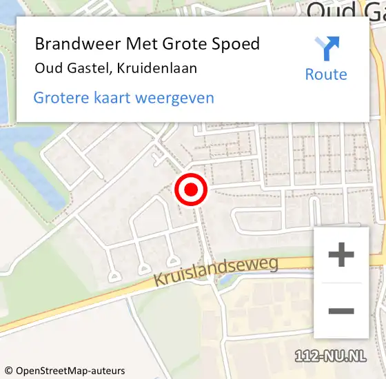 Locatie op kaart van de 112 melding: Brandweer Met Grote Spoed Naar Oud Gastel, Kruidenlaan op 2 september 2016 07:33