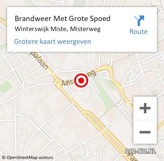 Locatie op kaart van de 112 melding: Brandweer Met Grote Spoed Naar Winterswijk Miste, Misterweg op 2 september 2016 08:24