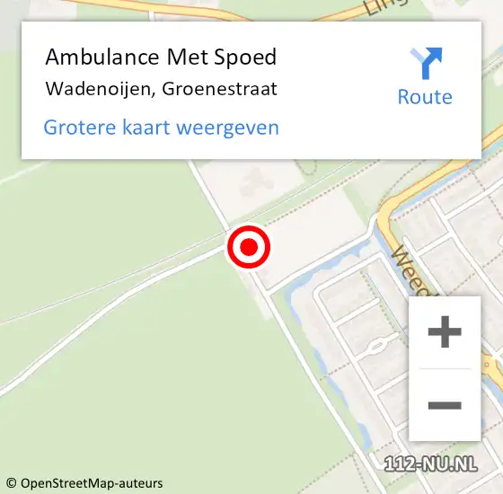 Locatie op kaart van de 112 melding: Ambulance Met Spoed Naar Wadenoijen, Groenestraat op 2 september 2016 09:05