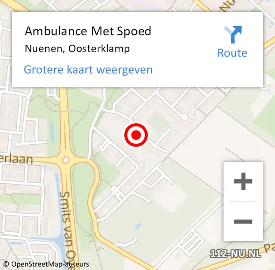 Locatie op kaart van de 112 melding: Ambulance Met Spoed Naar Nuenen, Oosterklamp op 2 september 2016 09:25