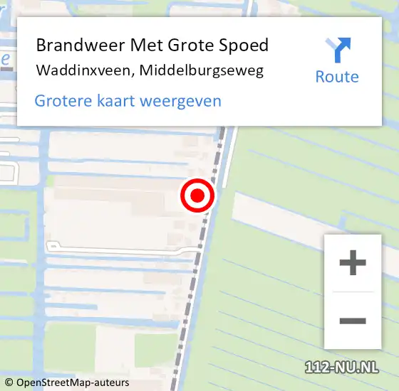 Locatie op kaart van de 112 melding: Brandweer Met Grote Spoed Naar Waddinxveen, Middelburgseweg op 25 december 2013 21:12