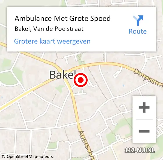 Locatie op kaart van de 112 melding: Ambulance Met Grote Spoed Naar Bakel, Van de Poelstraat op 2 september 2016 09:43