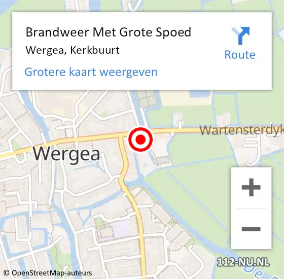 Locatie op kaart van de 112 melding: Brandweer Met Grote Spoed Naar Wergea, Kerkbuurt op 25 december 2013 21:16