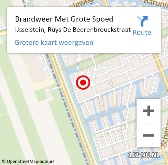 Locatie op kaart van de 112 melding: Brandweer Met Grote Spoed Naar IJsselstein, Ruys De Beerenbrouckstraat op 2 september 2016 10:16