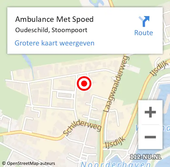 Locatie op kaart van de 112 melding: Ambulance Met Spoed Naar Oudeschild, Stoompoort op 2 september 2016 10:19