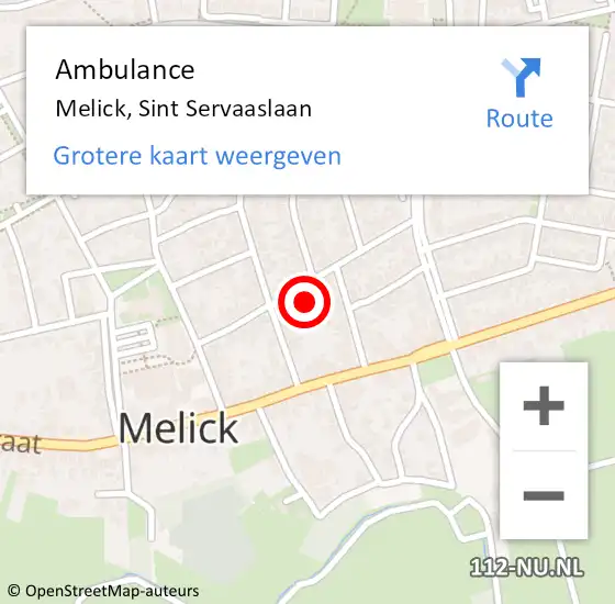 Locatie op kaart van de 112 melding: Ambulance Melick, Sint Servaaslaan op 2 september 2016 10:19