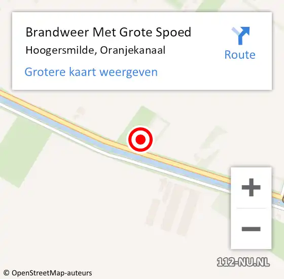 Locatie op kaart van de 112 melding: Brandweer Met Grote Spoed Naar Hoogersmilde, Oranjekanaal op 25 december 2013 21:30