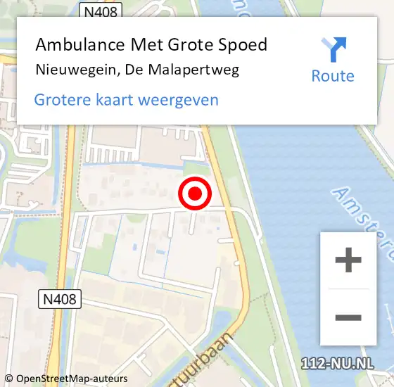 Locatie op kaart van de 112 melding: Ambulance Met Grote Spoed Naar Nieuwegein, De Malapertweg op 2 september 2016 12:10