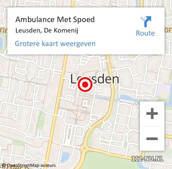 Locatie op kaart van de 112 melding: Ambulance Met Spoed Naar Leusden, De Komenij op 2 september 2016 12:14